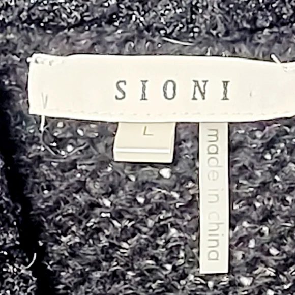 Sioni Women's Cardigan Vintage Inspired Artsy Black Wool & Mohair Blend (L) - Picture 9 of 15